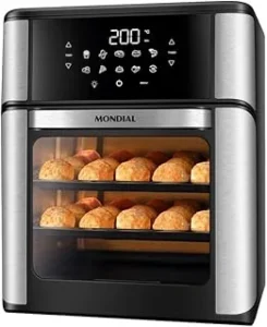MONDIAL Fritadeira Air Fryer Forno Oven 12L, Preto/Inox